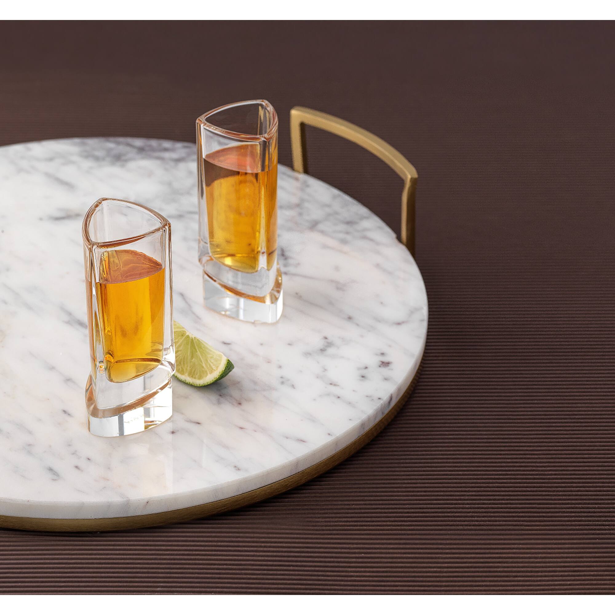 JoyJolt® 1.5oz. Aqua Vitae Triangle Off Base Shot Glasses, 4ct.